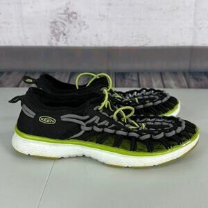 Keen Uneek Sandal Youth Boys 2 Black Green Slip on Water Corded Adjustable